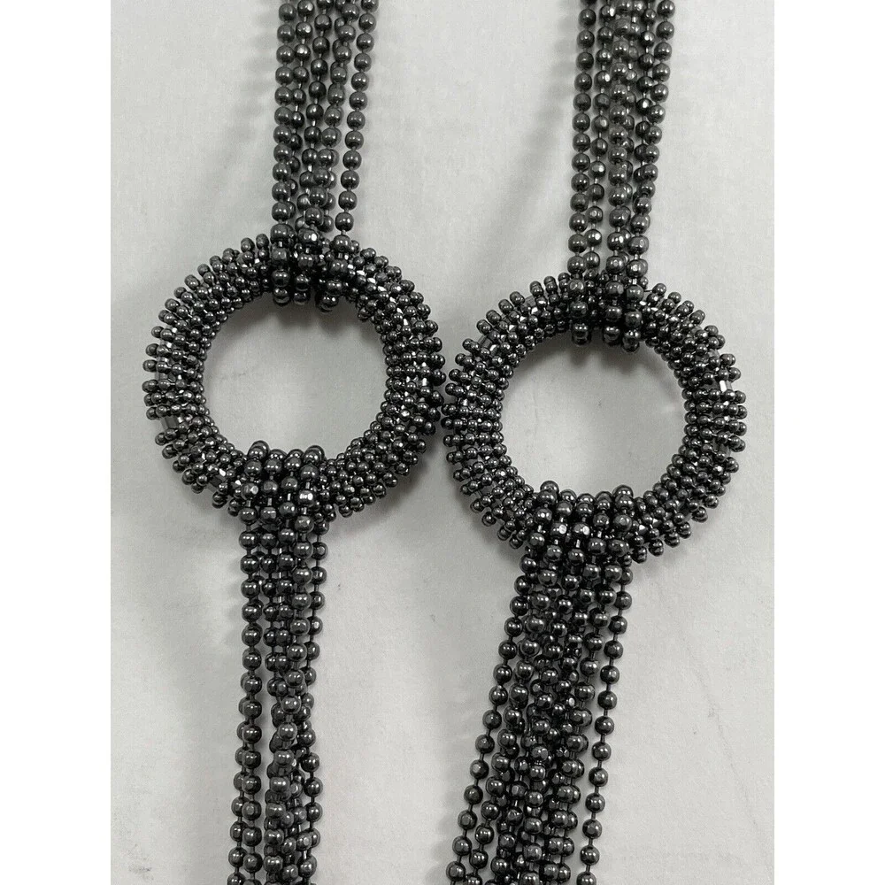 Joan Rivers Multichain And Circles 29 inch Necklace Rhinestone Dark Silver Tone - Picture 13 of 16
